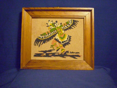 Sand painting of eagle-costumed Native American da
